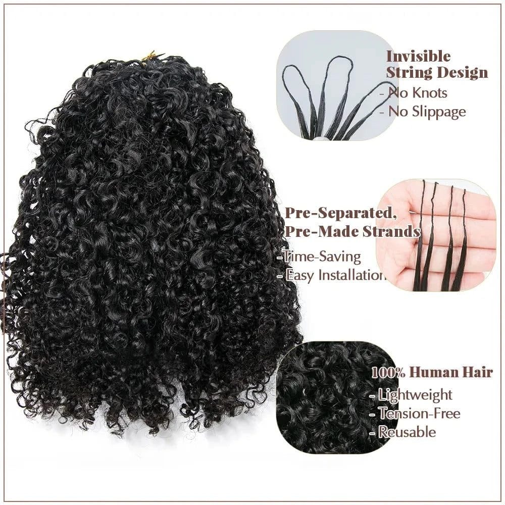 120g 240g Afro Kinky Curly Crochet Human Hair Knotless Pre-Separated Crochet Feather Hair Extensions Curly 100% Human Hair