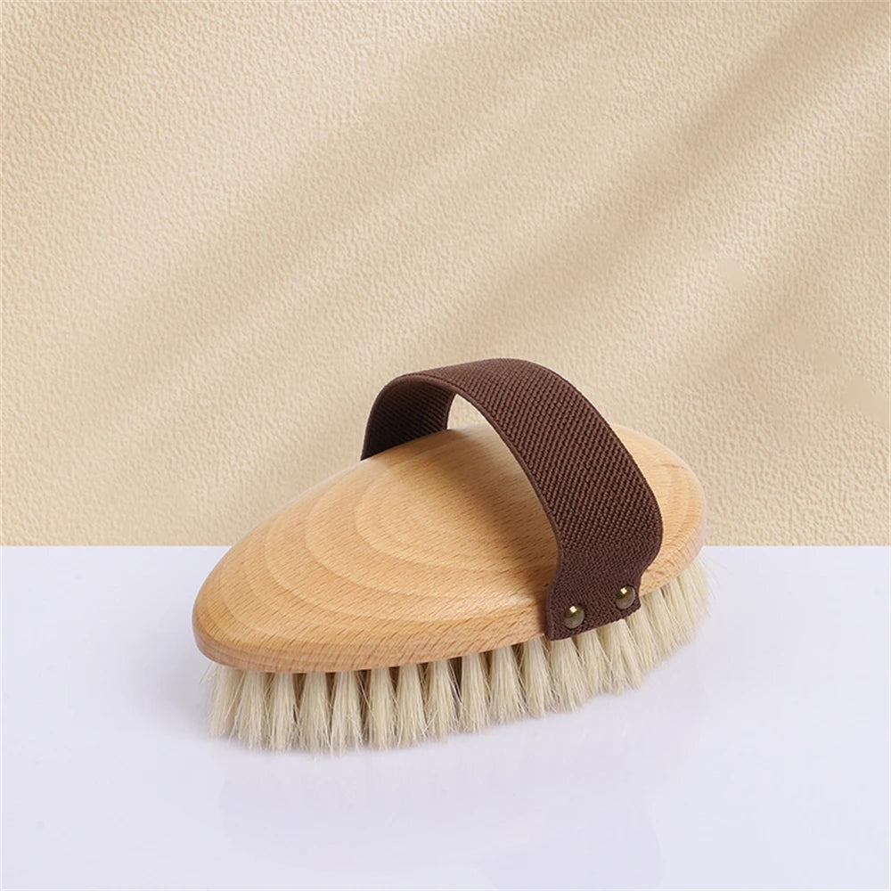 Natural Wood Bristle Bath Brush Soft Wet Dry Body SPA Massager Brush Household Practical Skin Exfoliates Body Cleaning Brush