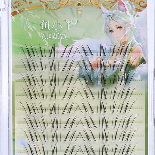 Fox- manga False Eyelashes extenstions 9-12mm Mixed Length Natural C Curl fake eyelash Winged individual cluster lash makeups