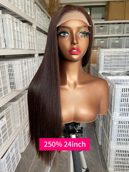 20 22 24 Inch 5x5 Transparent Bone Straight #2 Color 13x4 13x6 Lace Frontal Wig 250 Density Vietnamese Human Hair Wigs For Women