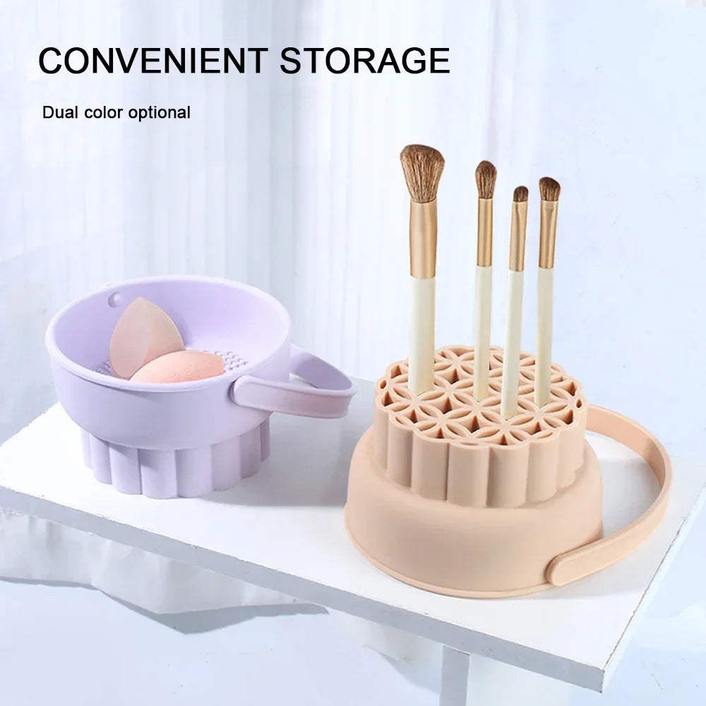 1Pcs Silicone Makeup Brush Washing Bowl Cleaning Box Sponge Powder Puff Washer Beauty Egg Drying Storage Makeup ToolArtifact