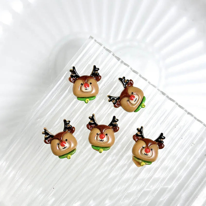 30PCS 3D Cartoon Santa Claus Elk Nail Charms Cute Snowman Dot Christmas Socks Nail Art Decorations for DIY Christmas Style Nails