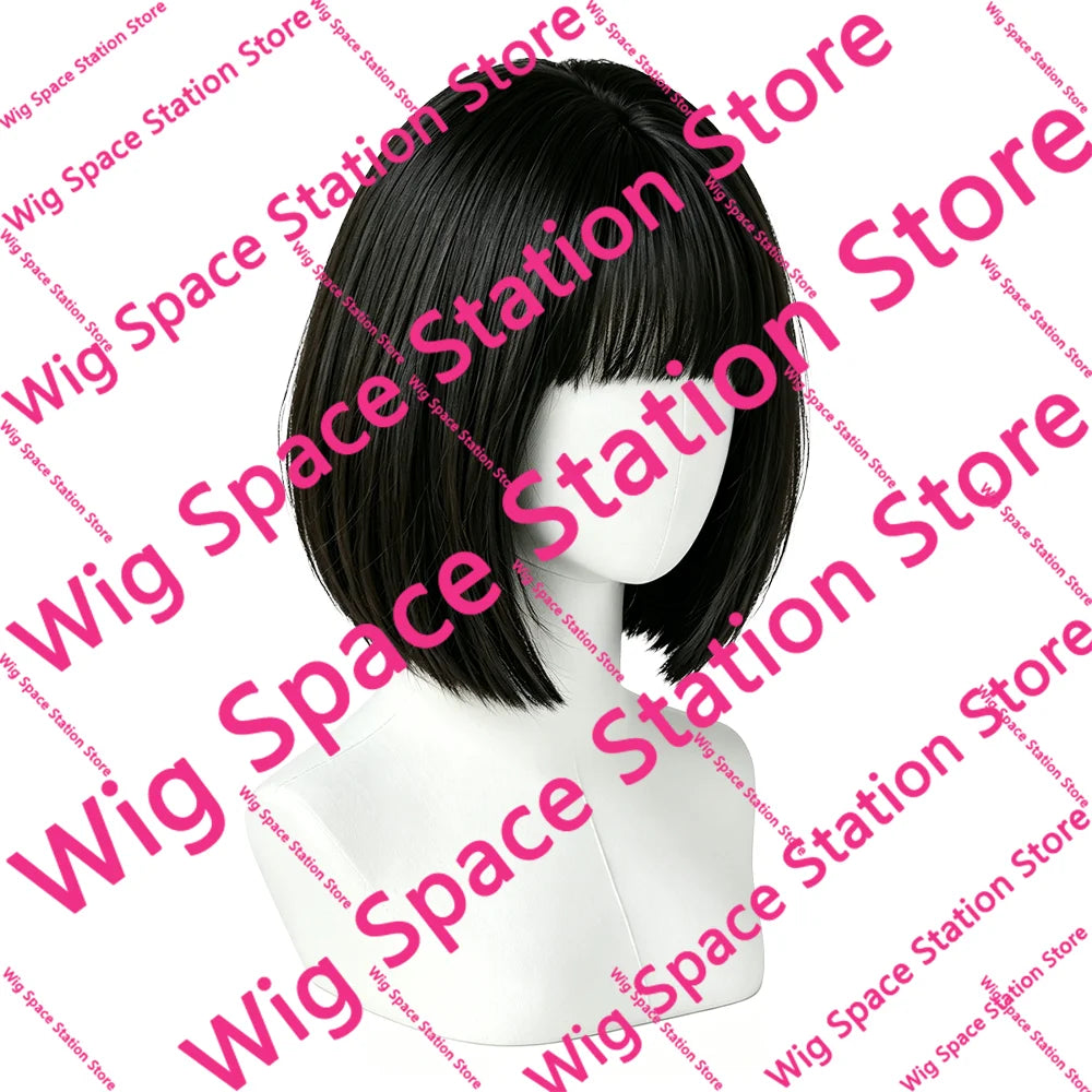 Natural Black Brown Bob Wigs Short Straight with Blunt Bangs Soft Synthetic Hair Heat Resistant For Women Cosplay Daily Wear