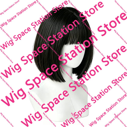 Natural Black Brown Bob Wigs Short Straight with Blunt Bangs Soft Synthetic Hair Heat Resistant For Women Cosplay Daily Wear