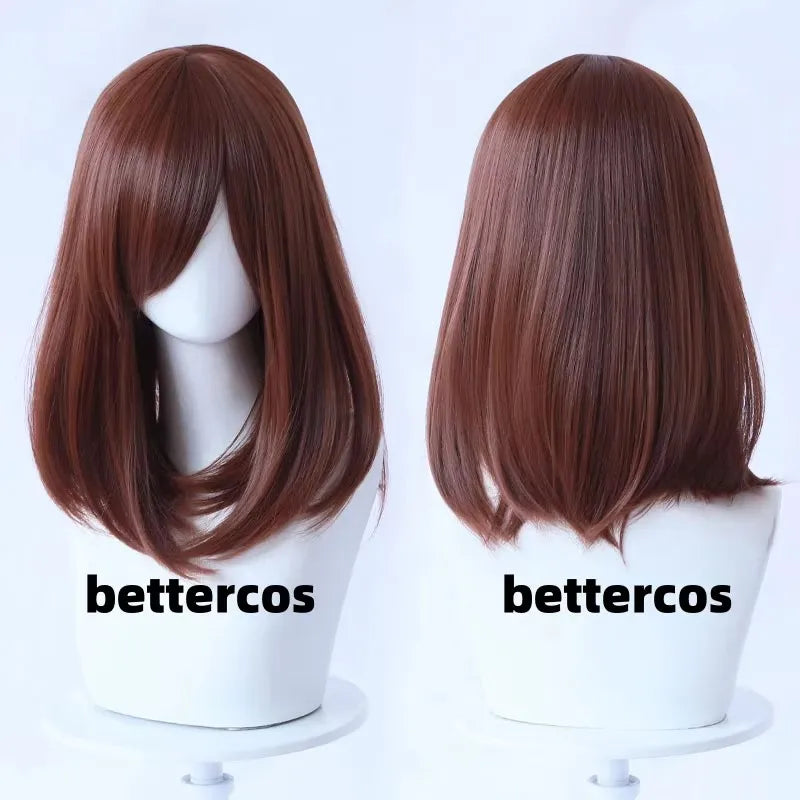 High Quality 40cm Medium Cosplay Wig With Bang Blond Pink Red White Gray Heat Resistant Synthetic Hair Wigs + Wig