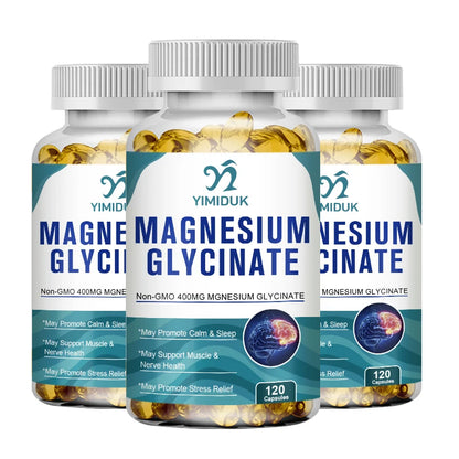 Magnesium Glycinate Capsules 400mg High Absorption Bone Support Health Care Mineral Supplement Promotes Muscle Gel 120 Capsules