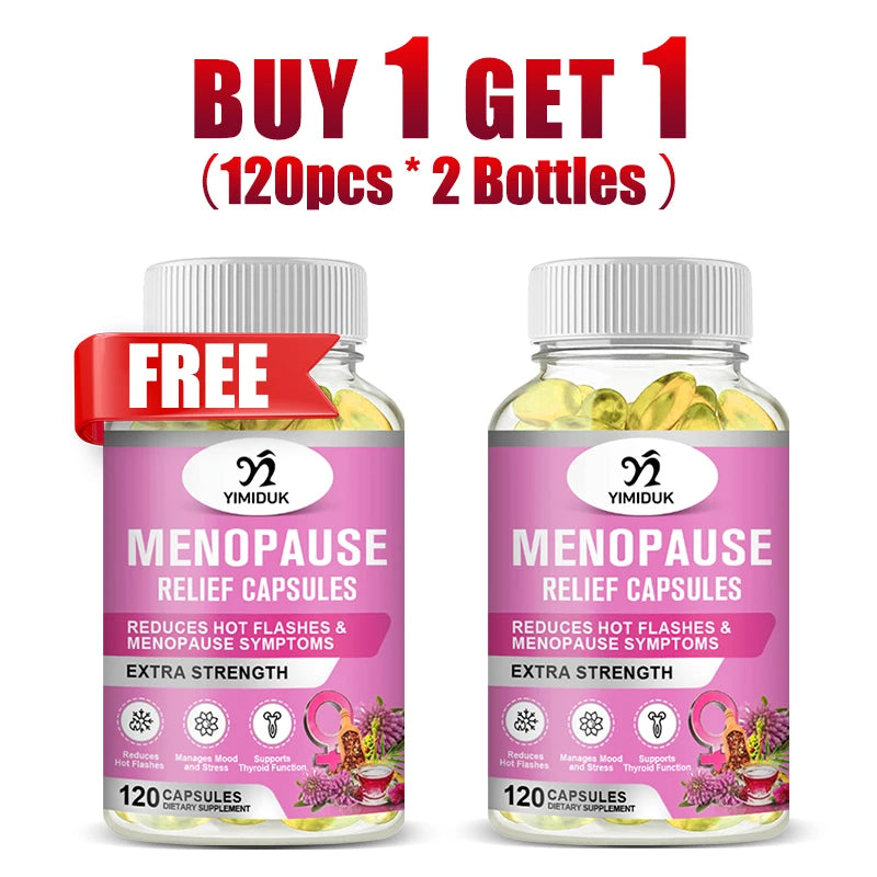 Buy 1 Get 1 Free! Best Menopause Relief Capsules, Support Reduces Hot Flashes & Night Sweats, Mood Balance & Better Sleep, Vegan