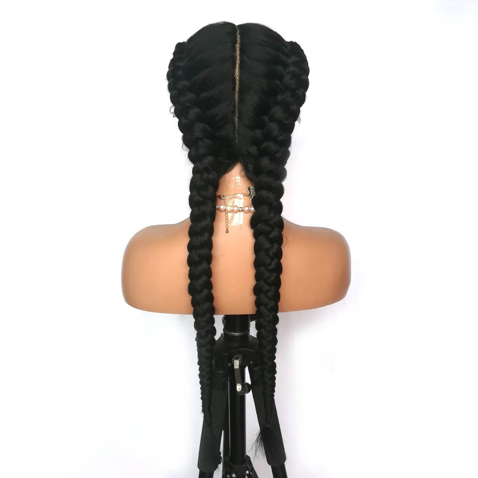 2 Cornrow Box Braids Wig 360 Lace Braided Wig With Baby Hair Synthetic American African Women 20 Inches Braids Wig