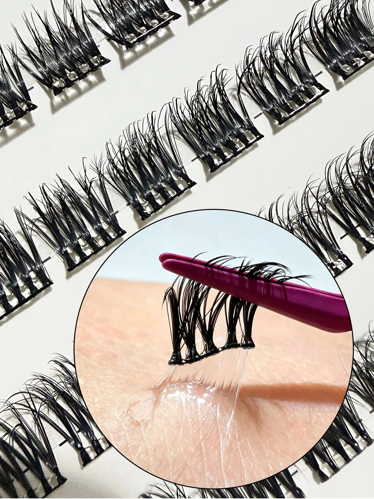 Self Adhesive Cluster Lashes Wide Pre‑glued Tap Natural DIY Eyelash Extension No Glue Need Eyelashes Press On Manga Lashes
