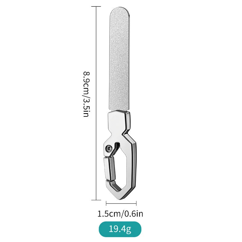 Professional Creative Quick Clip Stainless Steel Reusable Diamond Nail File, Portable Keychain Manicure Polishing Buffing Tools