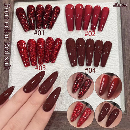 MN 12ML 1-21PCS Hot Selling Red through Half the Sky Cat Eye Nail Polish New Whitening Glass Bead Cat Eye Nail Polish Nail Art