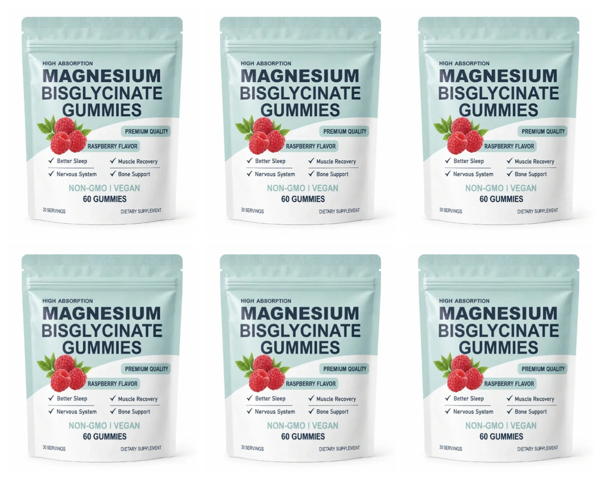 Magnesium Bisglycinate Gummies 400mg Raspberry Flavor Sugar Free Vegan Supplement Sleep Relaxation Muscle Support 60 Gummies