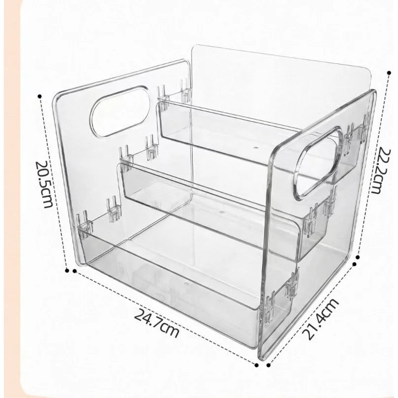 1pc Transparent Portable Three Compartment Cosmetic Storage Box desktop Dresser Large Capacity Skin Care Perfume Display Rack