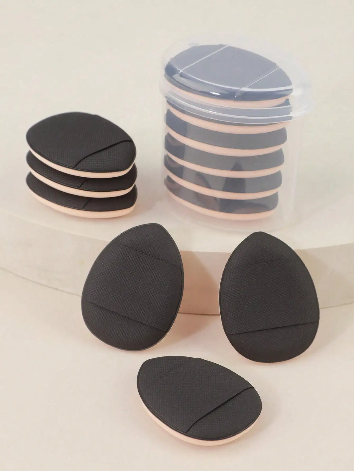 6 Pcs Purple Teardrop Makeup Puff Double Sided Cushion Puff With Storage Box Wet Dry Cosmetic Foundation Sponge
