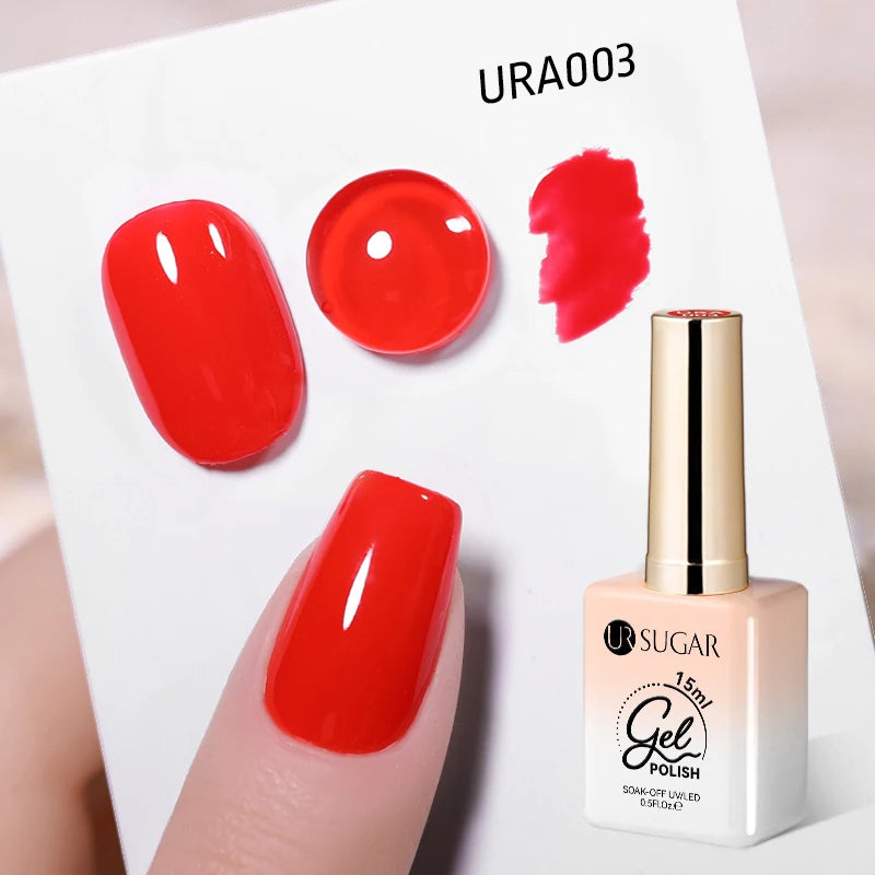UR SUGAR 15ml Gel Nail Polish Neon Blue Red Green Pastal Nude UV/LED Soak Off No Wipe Nail Gel Polish Suitable For Summer Autumn
