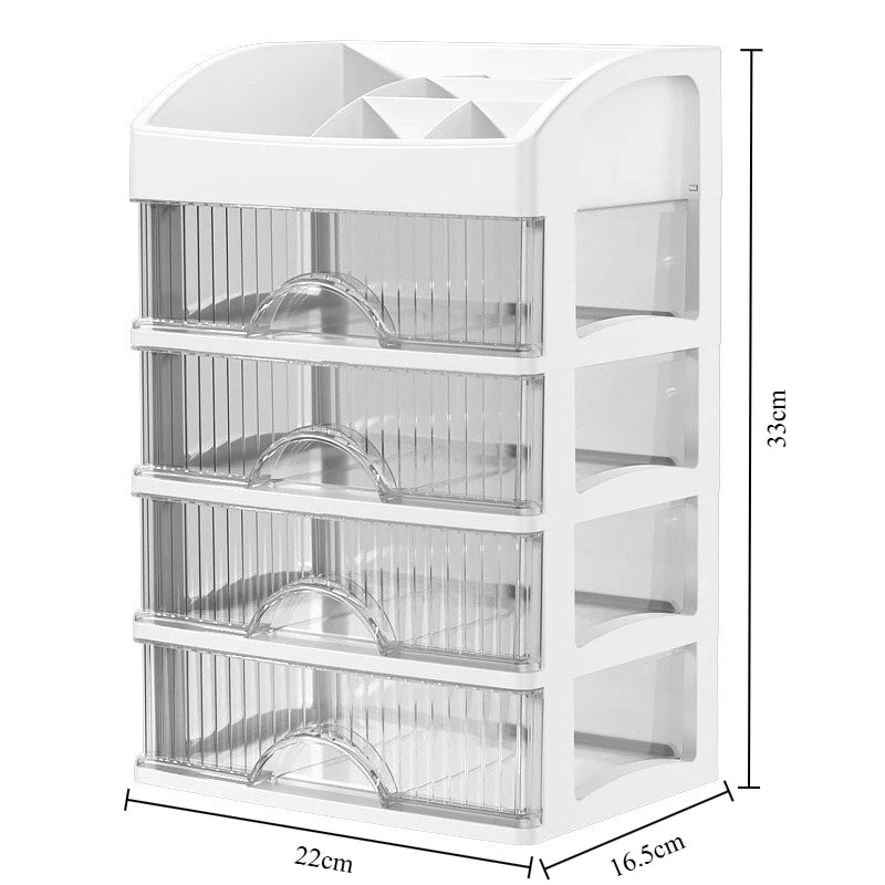 5 Layer Makeup Storage Box Drawer Style Cosmetics Organizer for Dressing Table Office Desk Transparent Cabinet Multi-Purpose