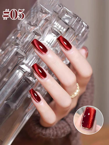 MN 12ML 1-21PCS Hot Selling Red through Half the Sky Cat Eye Nail Polish New Whitening Glass Bead Cat Eye Nail Polish Nail Art