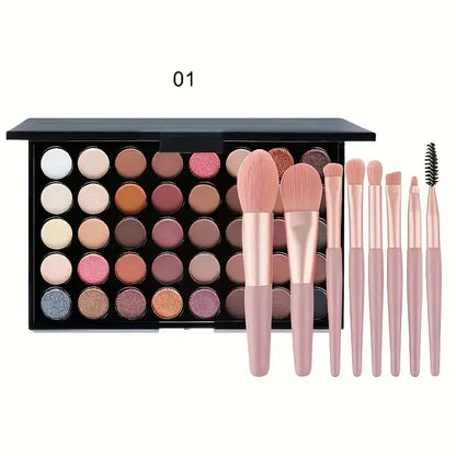 40Colors Glitter Eyeshadow Palette with Free 1Brushes Matte Waterproof Long Lasting Eyeshaow Powder Palette Cosmetics MakeUp Kit