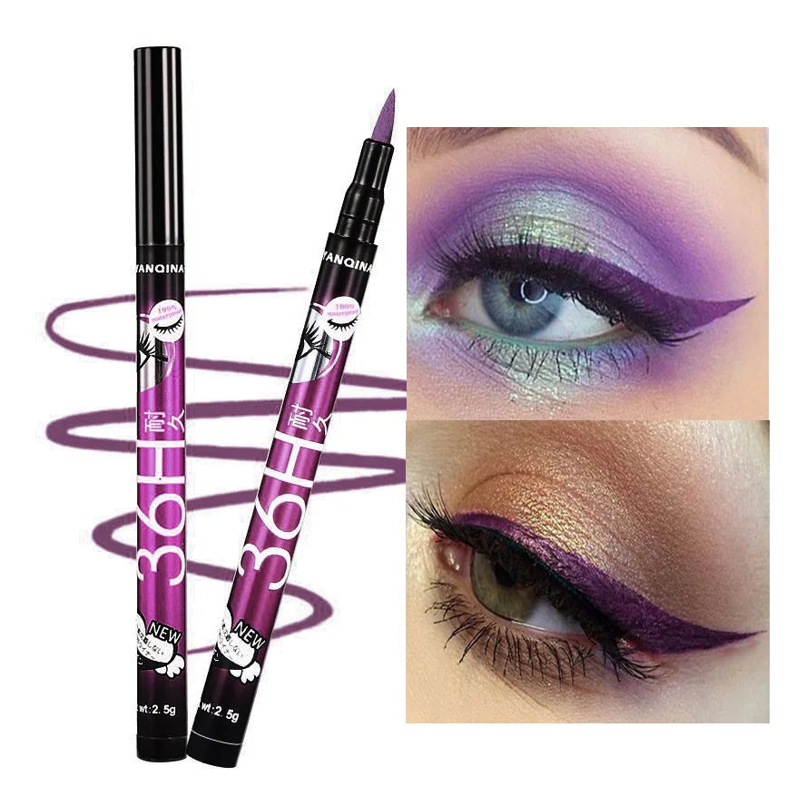 36H Waterproof Liquid Eyeliner Makeup Beauty Cosmetic Eye Liner Pencil Pen Portable Tools Accessories Brown/ Purple/ Black/ Blue
