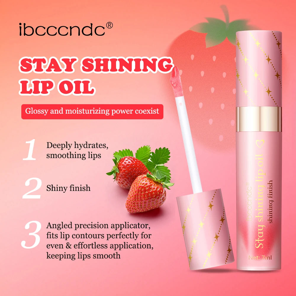 Christmas Gift 3Pcs Glossy Lip Gloss Set Strawberry Lip Balm And Lip Gloss Combo Long Lasting Hydrating Plump Lips