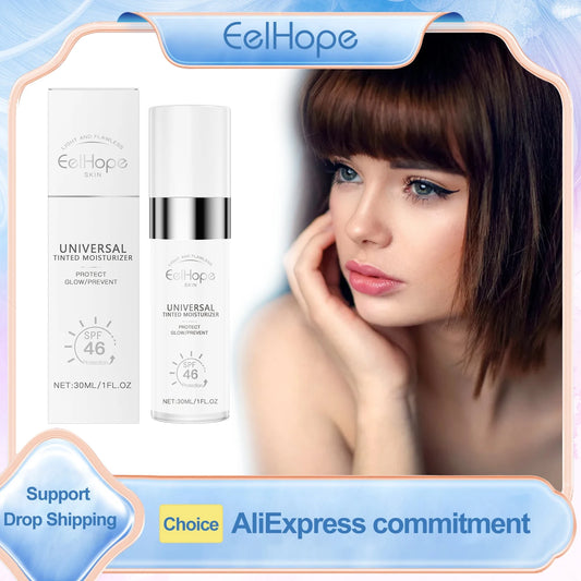Eelhope Tinted Moisturizer Nicotinamide Lasting Oil Control Anti Sun Protection Moisturizing Facial Sunscreen Tinted Face Cream
