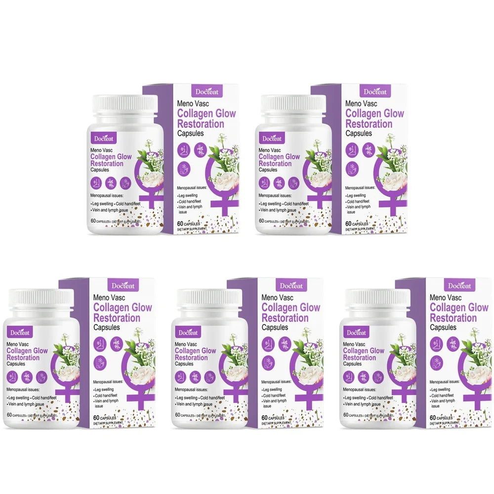 Collagen Glow Restoration Capsules, Boost Metabolism & Support Calorie Balance, Collagen Complex Hyaluronic Acid Magnesium 60Ct