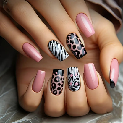 Christmas Press on Nails Short Square False Nails Snowflake Full Cover Glue on Nail Claret Gold Design Acrylic Fake Nails Winte
