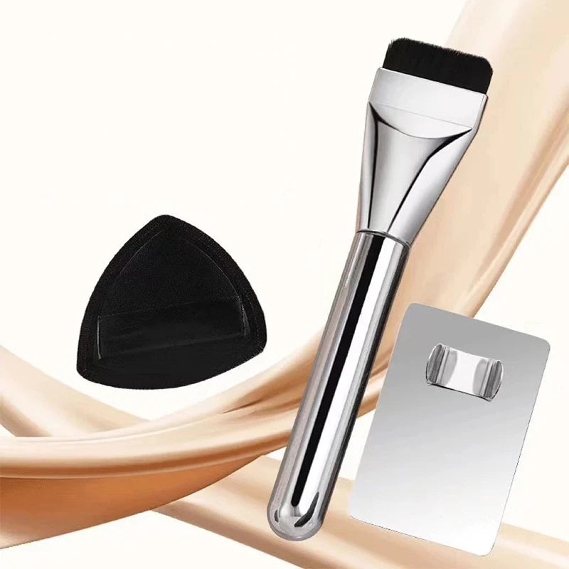 【M】1Set Foundation Brush Mixing Palette Stainless Steel Mixer Palette With Spatula Lipstick Eye Shadow MakeUp Tools