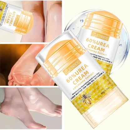 JUINHOU 60% Urea 4% Honey Hand and Foot Cream Set Soften Cracked Feet Cracked Heel Repair Deep Hydration for Dry Feet