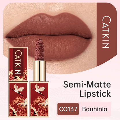 CATKIN Christmas Limited New Year's Lipstick for Lips CATKIN Moisturizing with Golden Glosses, Tone CP170 Crimson Pink, 3.6 G