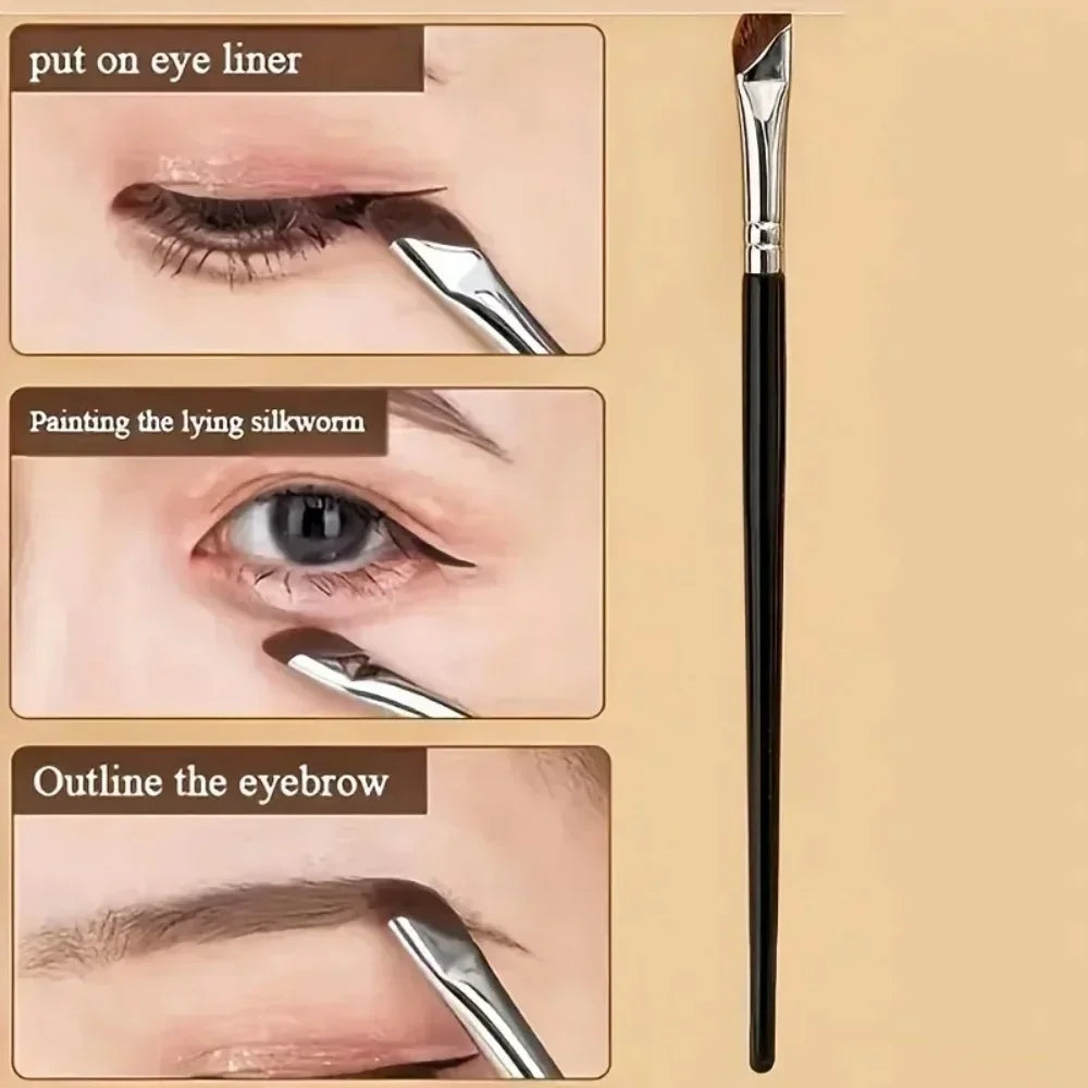 5pcs Precision Eyeliner Brush Set Angled Eyeliner, Eyebrow Brushes With Long Handle For Beginner Make-up Artist Eye Makeup Brush