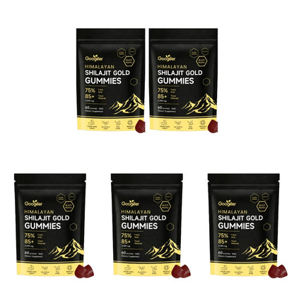 Himalayan Shilajit Gold 60 Gummies Minerals Formula Supports Energy Boost & Body Vitality Natural Nutritional Dietary Supplement