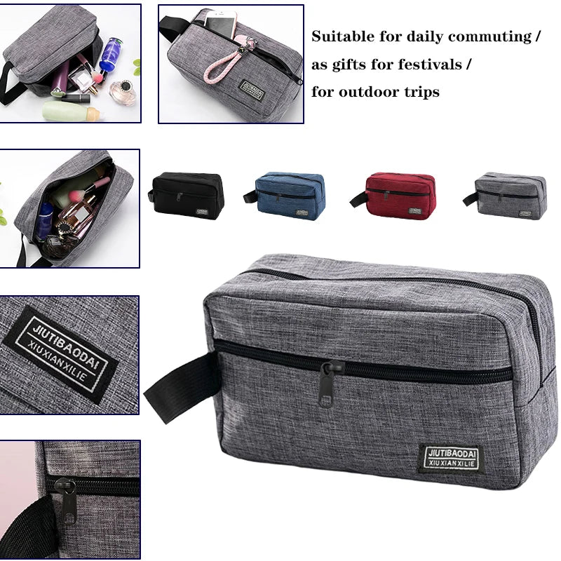 Durable Oxford Makeup Storage Pouch Waterproof Hand‑held Travel Toiletry Bag Multi‑pocket Cosmetic Organizer For Trip