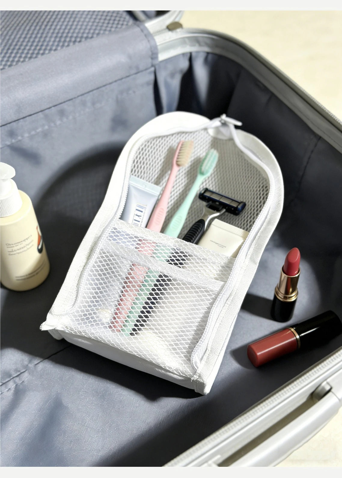 Standing Mesh Toiletry Bag Portable EVA Travel Foldable Toothbrush Cosmetic Organizer Women Bathroom Storage Pouch Сумка
