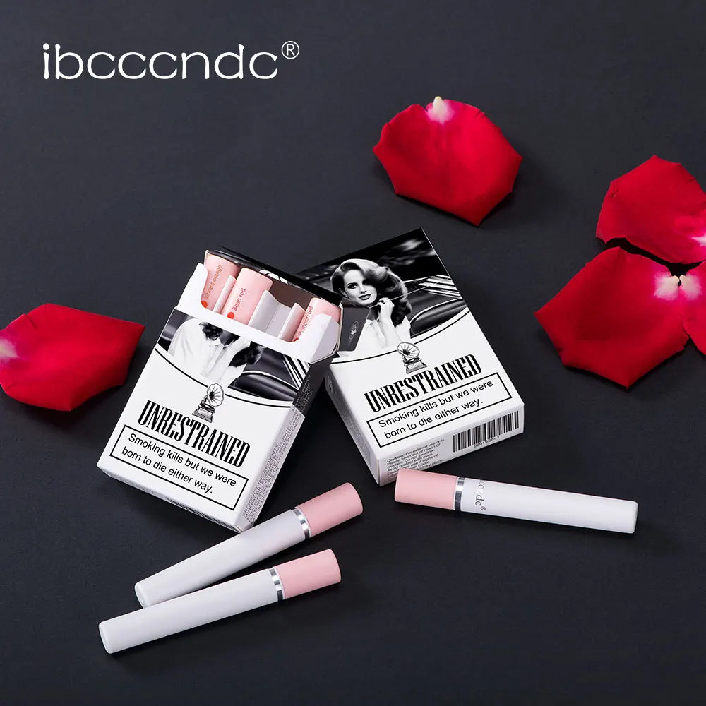 4 Pcs Cigarette Lipstick Set Matte Lip Gloss Long Lasting Waterproof Nude Lip Tint Lip Stick Tube Cosmetics Christmas Gift