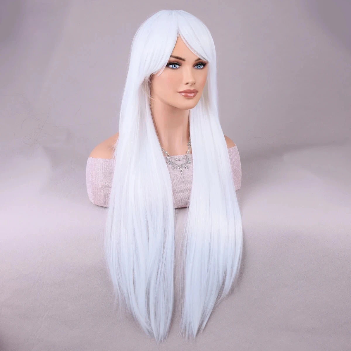 Dark Brown Synthetic Women's Wig Long Straight Layered and Heat Resistant