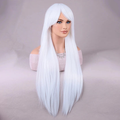 Dark Brown Synthetic Women's Wig Long Straight Layered and Heat Resistant