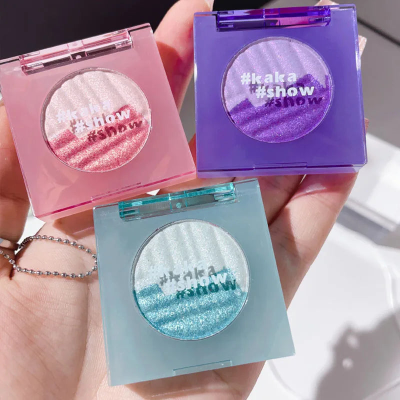 Kakashow Aurora Two Tone Highlighter Long Lasting Brighten Complexion Multi Use for Eye Highlight Contour Ideal Christmas Gift