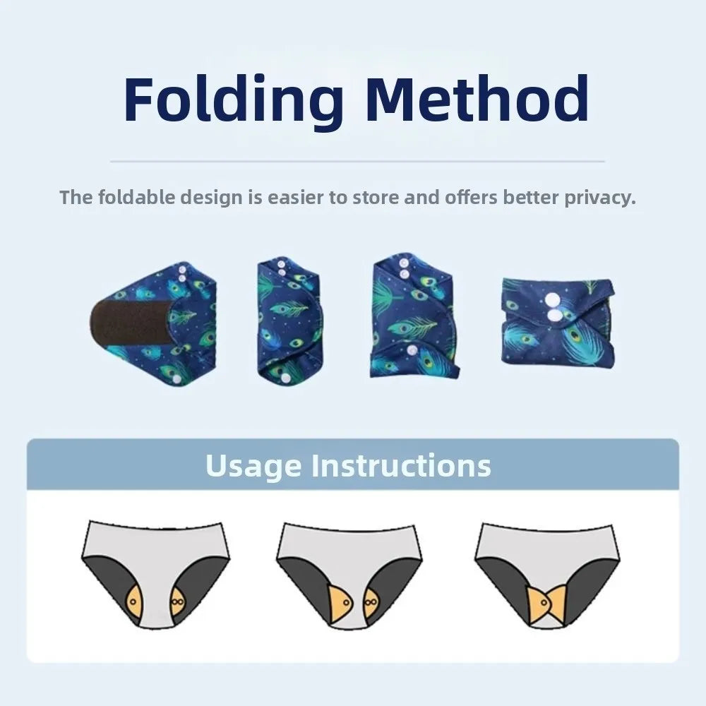 Graphene Reusable Sanitary Pads Leak Proof Fast Absorbent Washable Sanitary Napkins with Waterproof Layer Soft Panty Liner