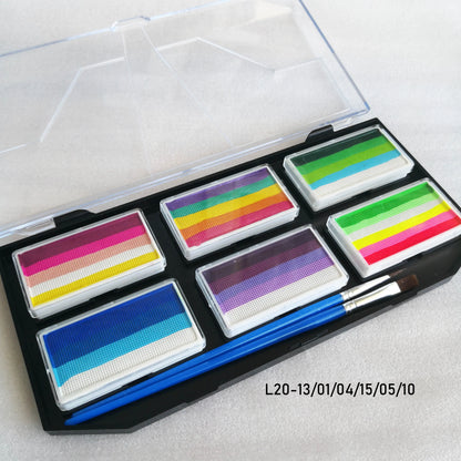 Professional Body Art 12 Colors Pastel Neon UV Color Rainbow Split Cake Face Paint Palette for Halloween Christmas
