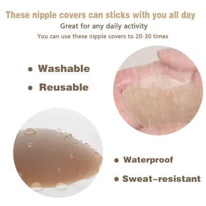 Fashion Silicone Nipple Cover Lift Up Bra Sticker Adhesive Invisible Bras Chest Patch for Women Reusable Chest Breast Petals Pad