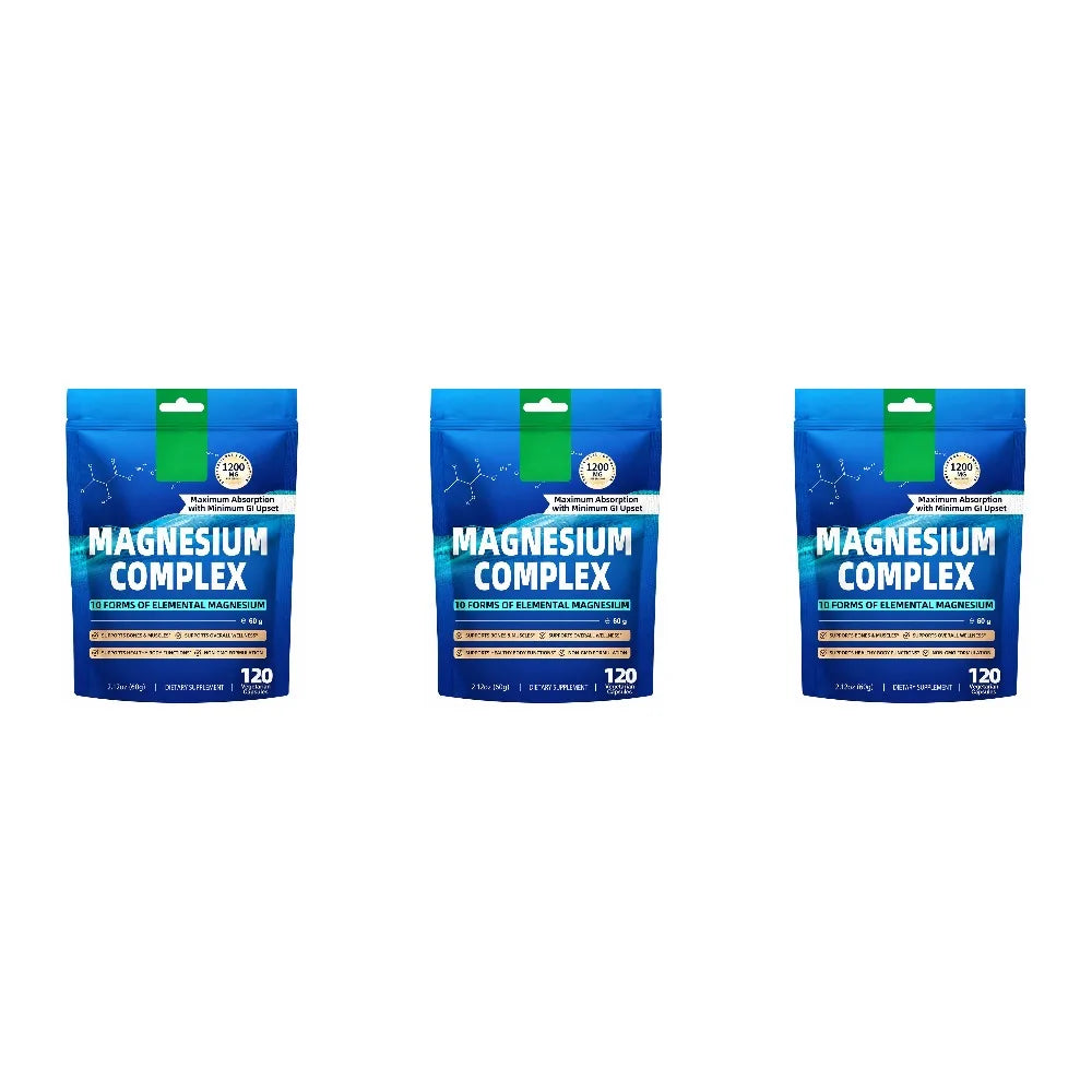 Magnesium Complex Capsules,Bone, Muscle, Heart Health,Restful Sleep,10 Forms of Elemental Magnesium for Absorption,120 Capsules