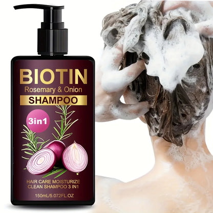 Biotin Rosemary and Onion Shampoo 3 in 1 Shampoo,Deeply Clean and Moisturize Hair Dirt, Strengthens Hair, Reduce Hair Breakage