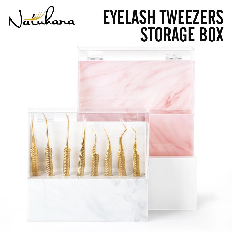 NATUHANA 8 Slots Acrylic Eyelash Extension Tweezers Holder Display Stand Lash Tools Storage Organizer Box Salon Makeup Tools Sup