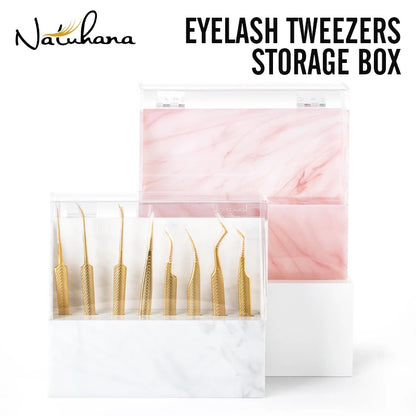 NATUHANA 8 Slots Acrylic Eyelash Extension Tweezers Holder Display Stand Lash Tools Storage Organizer Box Salon Makeup Tools Sup
