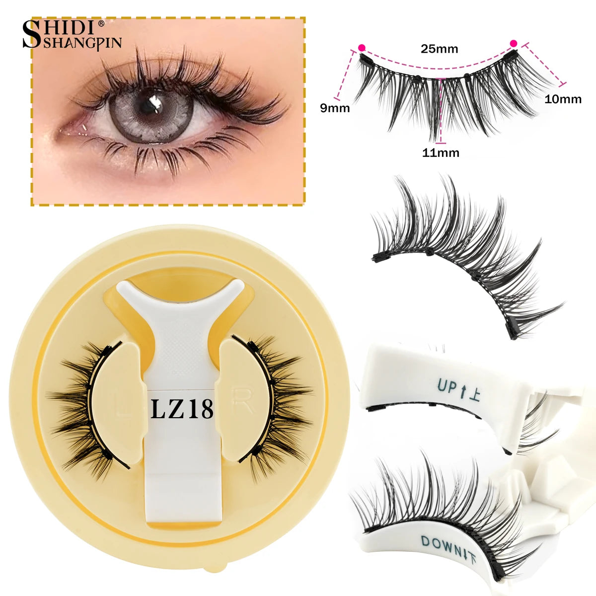 1/2 Pairs Reusable Magnetic Eyelashes Handmade Natural False Eyelash with Magnetic Tweezers Makeup Tool Fluffy Faux Mink Lashes