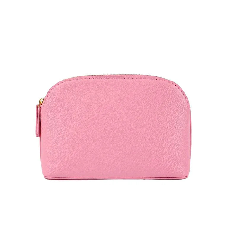 Customized Letters PU Leather Cosmetic Storage Bag Classic Simple Atmosphere Solid Color Make Up Bag Advanced Zipper Wash Bag