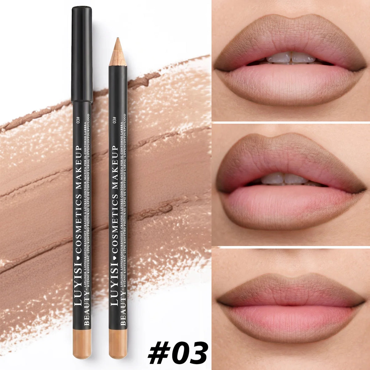 Waterproof Lip Liner,Smudge-Proof Eyeliner Lip Pencil,Highly Pigmented&Smooth Glide, Define Lip Shape,Brown Nude Shades Makeup