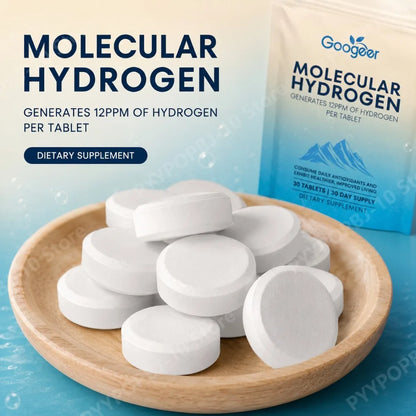 Molecular Hydrogen Tablets 12PPM with 23mg Magnesium for Antioxidant & Brain Energy Support, Daily Cellular Health, 30 Tablets