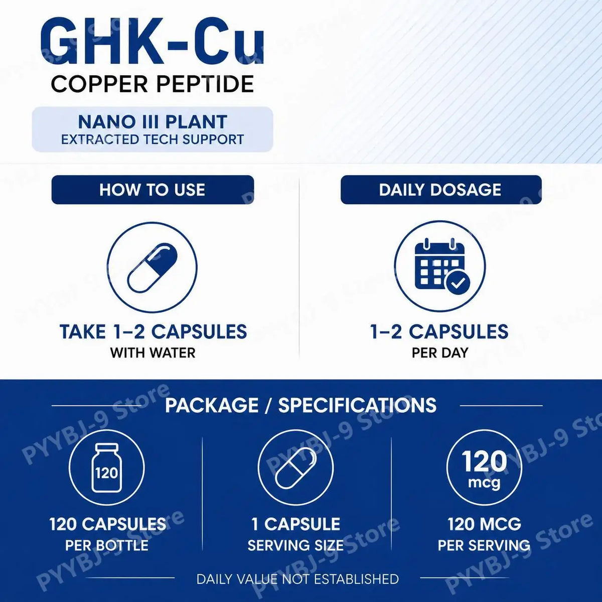 GHK-Cu Copper Peptide Capsules for Skin Repair Support, Collagen Metabolism Support, and Antioxidant Protection - 120 Capsules